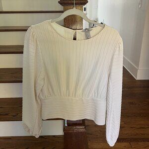 H&M Textured Cream Blouse – Balloon Sleeve – Size Small